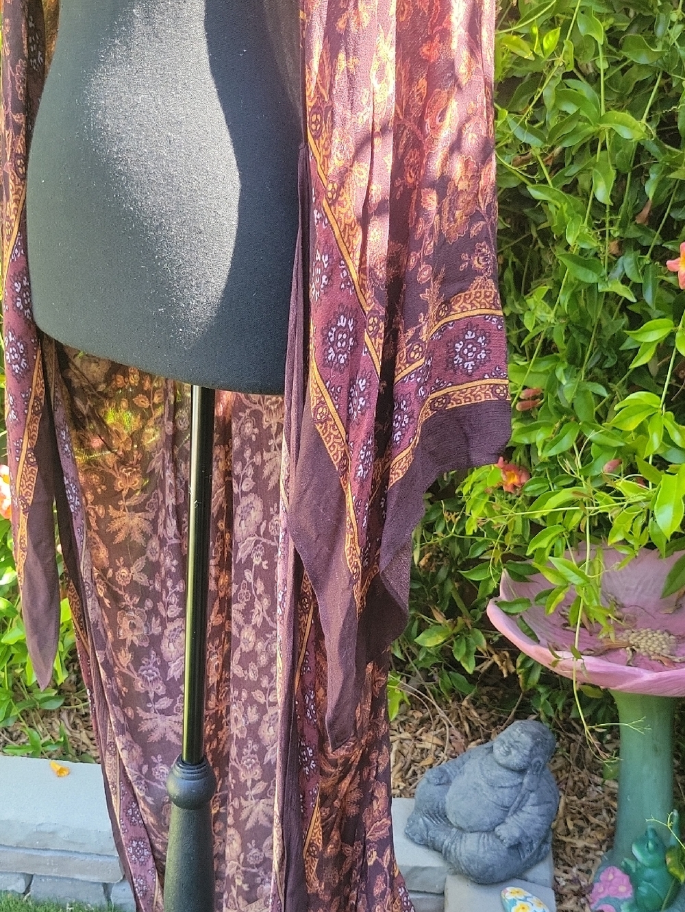 Sundance Long Kimono, Browns And Burgandy Boho Vibes - Picture 13 of 13